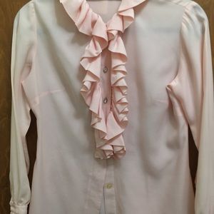 Vintage ruffle blouse rhinestone buttons